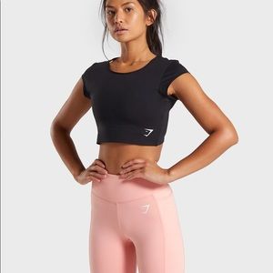 Gymshark Black Dreamy Cap Sleeve Crop Top